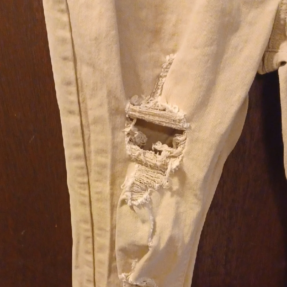 Fashion Nova Men Khaki Distressed Skinny Jeans Size 34